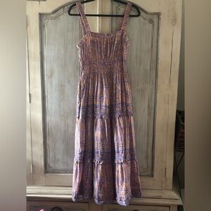 Cleobella Purple and Orange Midi Dress